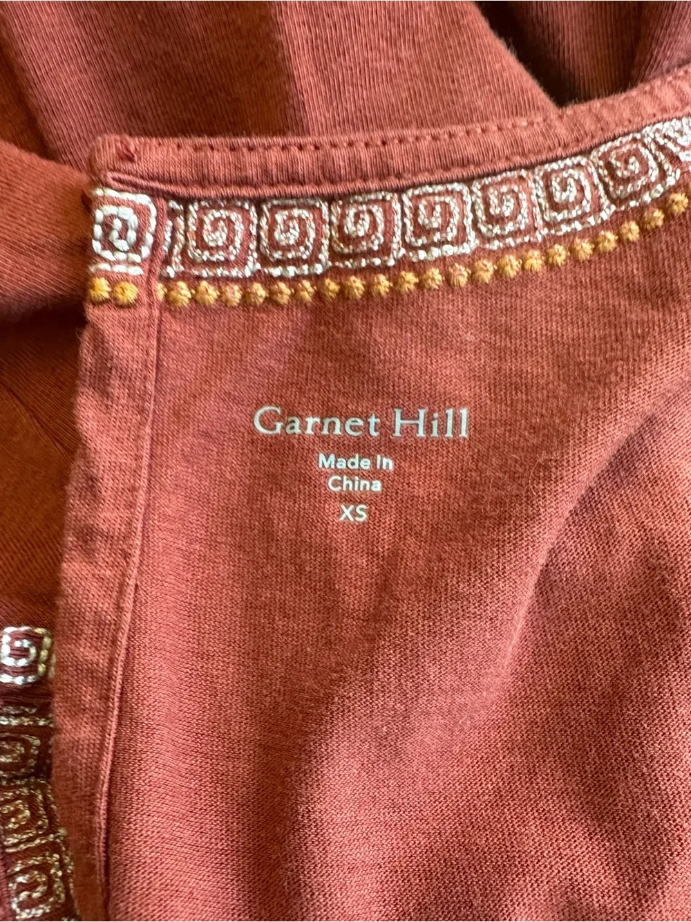 Garnet Hill Boho Embroidered‎ Organic Cotton Knit Dress